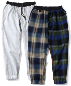 【暖】リバーシブルチェックテーパードパンツ