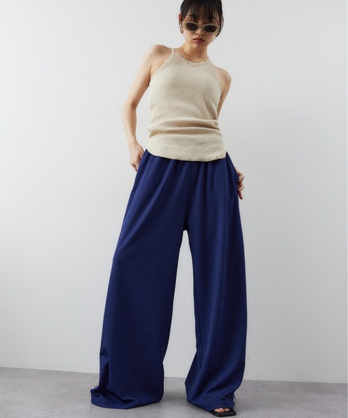 HANNE（アン）の「サイドラインワイドジャージパンツ（スウェットパンツ・レディース・ブルー/ブラック・SMALL/MEDIUM）」の7枚目の写真