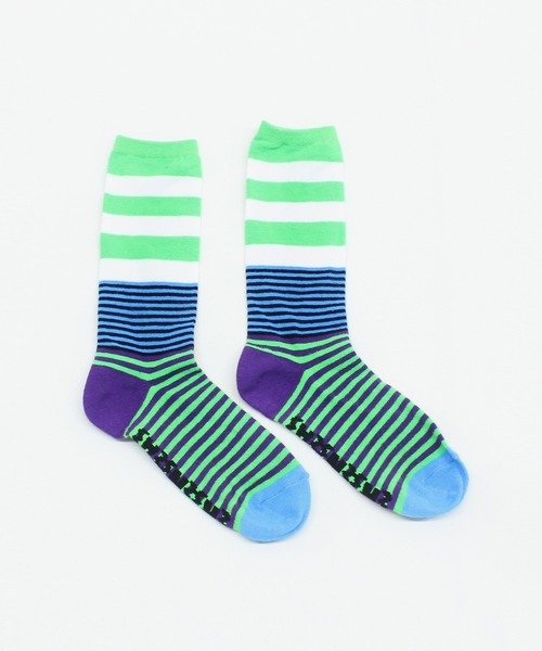 RNA（アールエヌエー）の「E5149 マルチボーダーソックス（ソックス/靴下・レディース・ブラック×ホワイト/ホワイト×パープル/ホワイト×レッド/ホワイト×グリーン・FREE）」の6枚目の写真