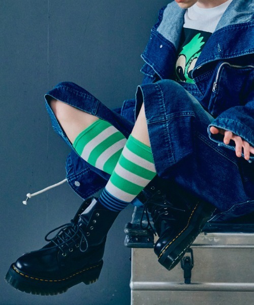 RNA（アールエヌエー）の「E5149 マルチボーダーソックス（ソックス/靴下・レディース・ブラック×ホワイト/ホワイト×パープル/ホワイト×レッド/ホワイト×グリーン・FREE）」の13枚目の写真