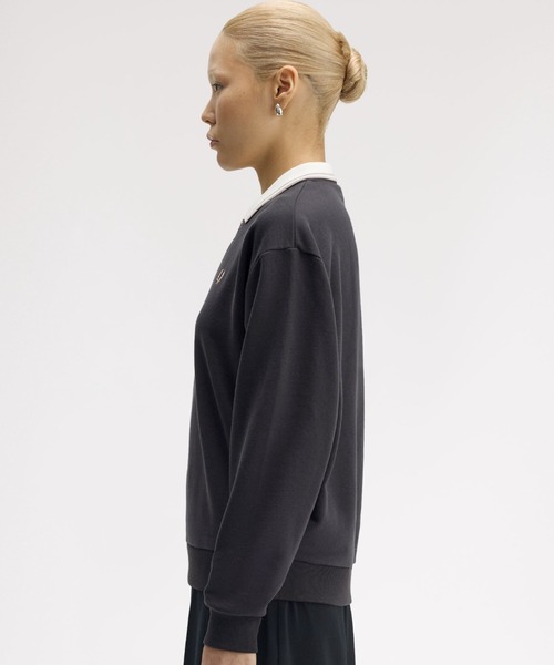FRED PERRY(フレッドペリー)の「Zip Neck Collar Sweatshirt/ジップネックスウェットシャツ(スウェット・レディース・グレイッシュベージュ/チャコールグレー・10)」の12枚目の写真