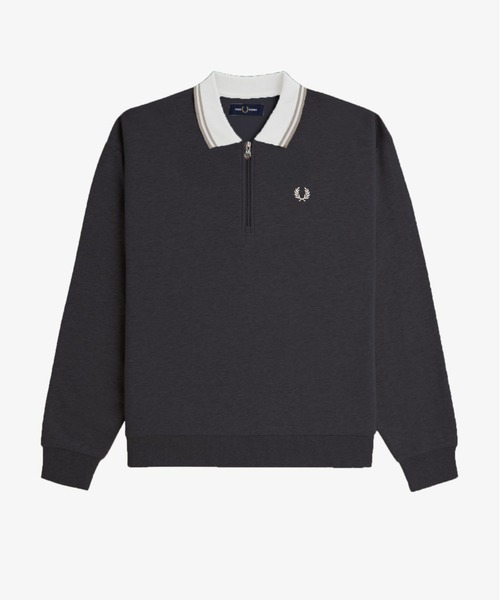 FRED PERRY(フレッドペリー)の「Zip Neck Collar Sweatshirt/ジップネックスウェットシャツ(スウェット・レディース・グレイッシュベージュ/チャコールグレー・10)」の13枚目の写真
