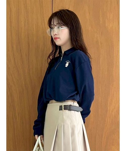 LILY BROWN（リリーブラウン）の「Lily Bearハーフジップクロップドスウェット（スウェット・レディース・ピンク/ネイビー/グレー/アイボリー/その他・F）」の4枚目の写真