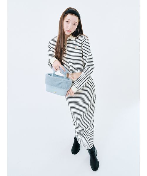 LILY BROWN（リリーブラウン）の「Lily Bearハーフジップクロップドスウェット（スウェット・レディース・ピンク/ネイビー/グレー/アイボリー/その他・F）」の7枚目の写真