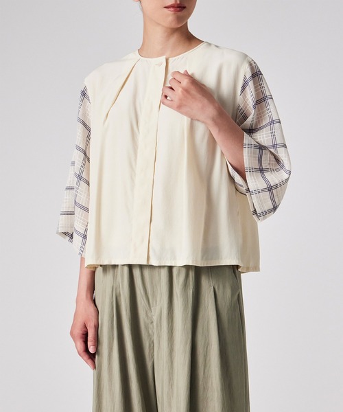 セール】ウィメンズ シアー チェック ブラウス / 255308 SH280（シャツ