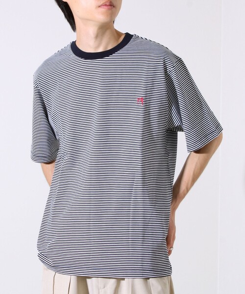 GLOSTER(グロスター)の「【GLOSTER/グロスター】BOY刺繍入り ボーイフレンドTシャツ(Tシャツ/カットソー・メンズ・ブルー系その他7/ダークネイビー/ピンク系その他3/ホワイト・M/L/S)」の3枚目の写真