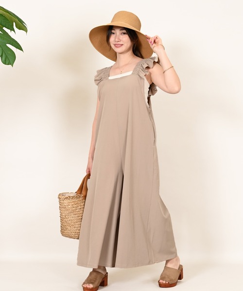 LEAD(リード)の「【LEAD】UVカット速乾サロペット(サロペット/オーバーオール・レディース・ベージュ・L(UB-)/M/LL)」の1枚目の写真