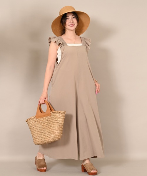 LEAD(リード)の「【LEAD】UVカット速乾サロペット(サロペット/オーバーオール・レディース・ベージュ・L(UB-)/M/LL)」の2枚目の写真