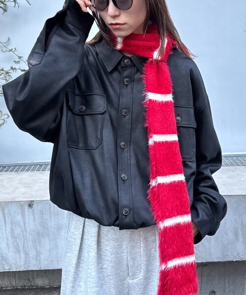 CIAOPANIC TYPY（チャオパニックティピー）の「【UNISEX】レザーシャツジャケット（ブルゾン・レディース・ブラック/ブラウン/グレー・LARGE/MEDIUM）」の7枚目の写真