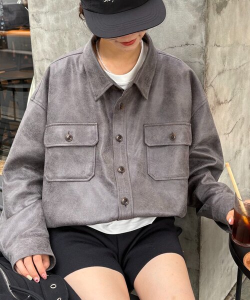 CIAOPANIC TYPY（チャオパニックティピー）の「【UNISEX】レザーシャツジャケット（ブルゾン・レディース・ブラック/ブラウン/グレー・LARGE/MEDIUM）」の21枚目の写真