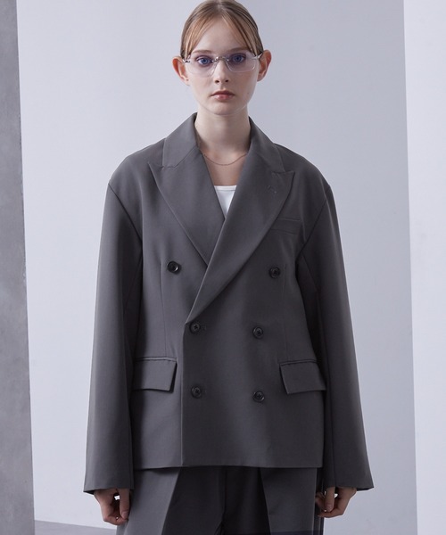 Loose/ルース（ルース）の「セミショート モードダブルテーラードジャケット【セットアップ対応】（テーラードジャケット・メンズ・ブラック/チャコールグレー・L/M/S）」の2枚目の写真