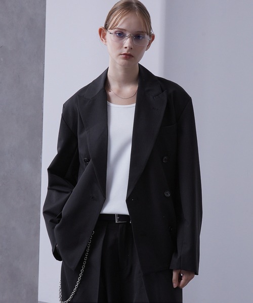セミショート モードダブルテーラードジャケット【セットアップ
