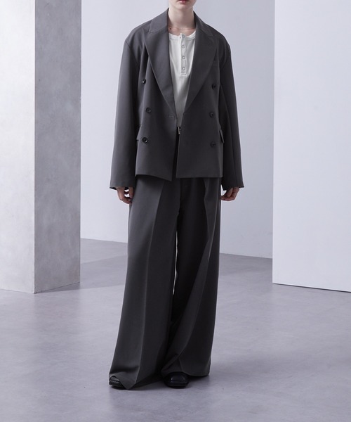 Loose/ルース（ルース）の「セミショート モードダブルテーラードジャケット【セットアップ対応】（テーラードジャケット・メンズ・ブラック/チャコールグレー・L/M/S）」の12枚目の写真