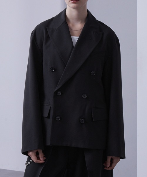 Loose/ルース（ルース）の「セミショート モードダブルテーラードジャケット【セットアップ対応】（テーラードジャケット・メンズ・ブラック/チャコールグレー・L/M/S）」の13枚目の写真
