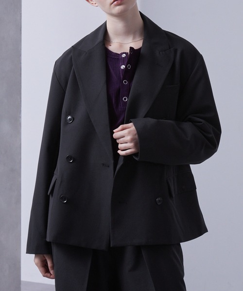 セミショート モードダブルテーラードジャケット【セットアップ対応