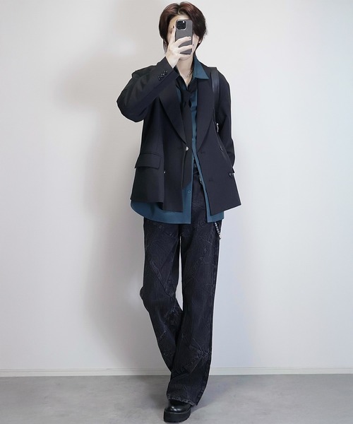 セミショート モードダブルテーラードジャケット【セットアップ対応