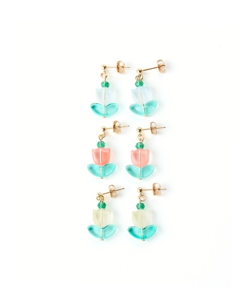 Casselini（キャセリーニ）の「Casselini(キャセリーニ)クリアチューリップピアス（ピアス（両耳用）・レディース・イエロー/クリア/レッド・FREE）」の2枚目の写真