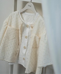 lawgy（ラウジー）の「embroidery puff sleeve jacket like tops / エンブロイダリーパフスリーブジャケットライクトップス（Tシャツ/カットソー）」
