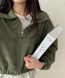 薄手 クロップド フルジップ スエット ブルゾン