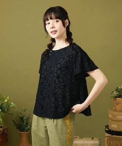 セール】マーガレットカットジャカード ウエストギャザーブラウス