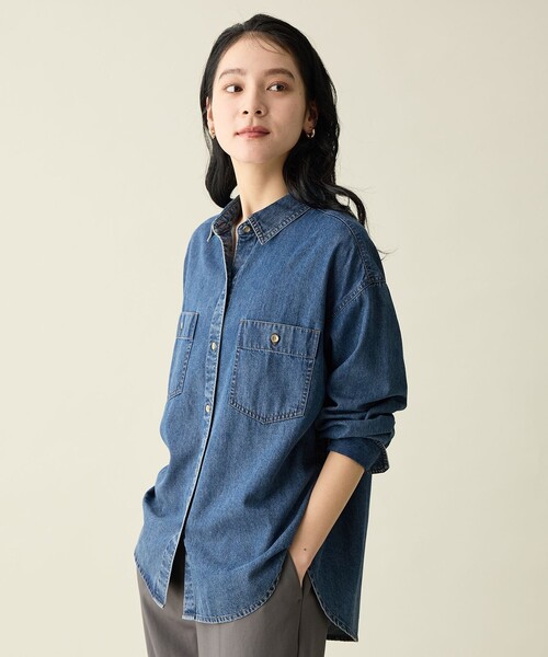 ANY（エニィ）の「オーバーデニムシャツ（シャツ/ブラウス・レディース・グレー系/ダルブルー系・F）」の7枚目の写真