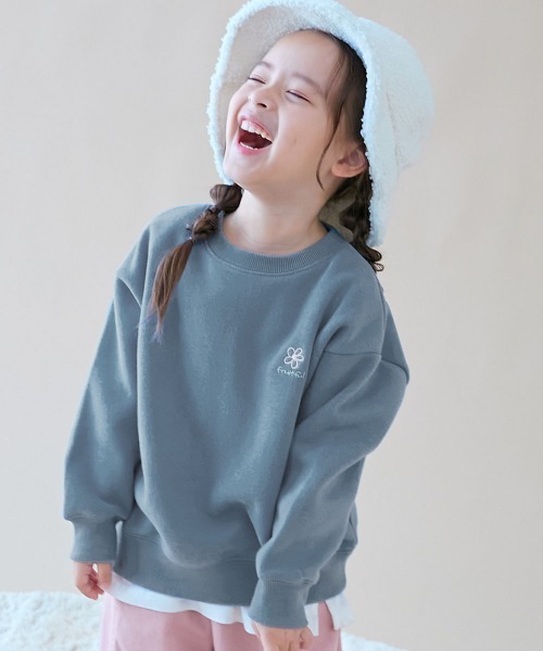 セール】スフレスウェット ワンポイント刺繍 裏起毛 トレーナー