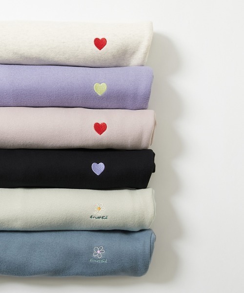 セール】スフレスウェット ワンポイント刺繍 裏起毛 トレーナー