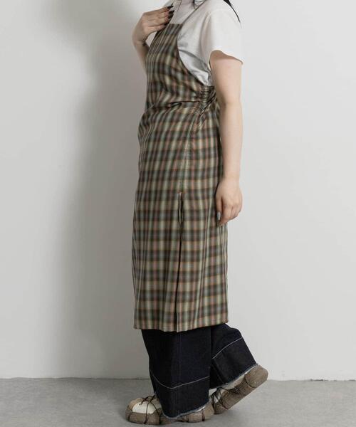 THE GOODLAND MARKET（ザグッドランドマーケット）の「cwtch　CHECK CAMI APRON（ワンピース・レディース・グリーン/グレー・FREE）」の8枚目の写真