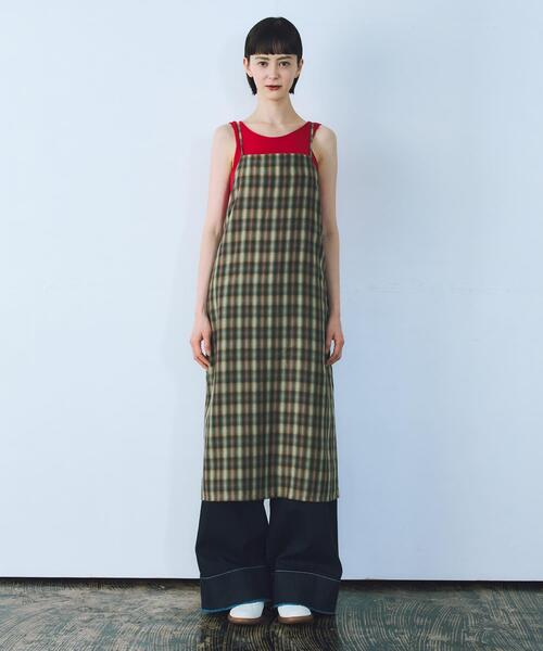 THE GOODLAND MARKET（ザグッドランドマーケット）の「cwtch　CHECK CAMI APRON（ワンピース・レディース・グリーン/グレー・FREE）」の10枚目の写真