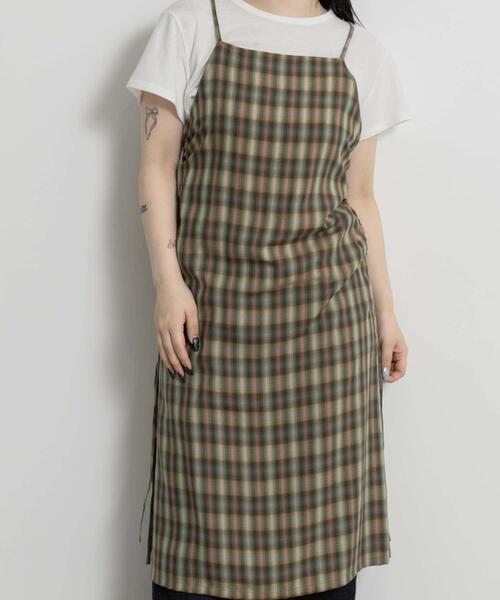 THE GOODLAND MARKET（ザグッドランドマーケット）の「cwtch　CHECK CAMI APRON（ワンピース・レディース・グリーン/グレー・FREE）」の15枚目の写真
