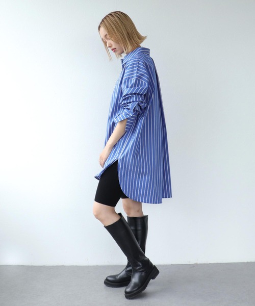 Three Four Time(スリーフォータイム)の「ピンタックビッグシャツ(シャツ/ブラウス・レディース・ホワイト/ネイビー・FREE)」の17枚目の写真