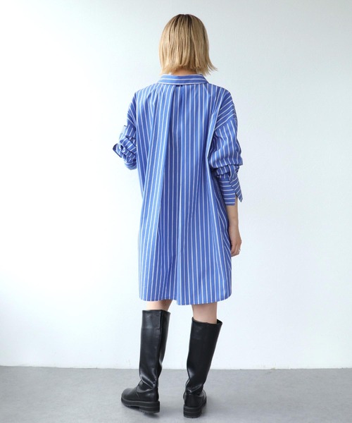 Three Four Time(スリーフォータイム)の「ピンタックビッグシャツ(シャツ/ブラウス・レディース・ホワイト/ネイビー・FREE)」の18枚目の写真