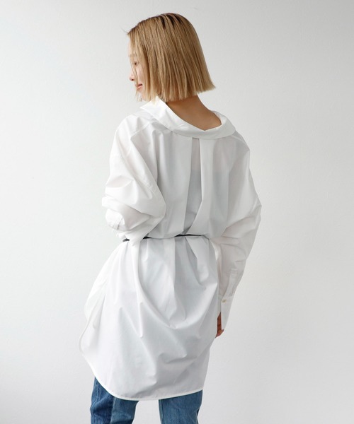 Three Four Time(スリーフォータイム)の「ピンタックビッグシャツ(シャツ/ブラウス・レディース・ホワイト/ネイビー・FREE)」の10枚目の写真