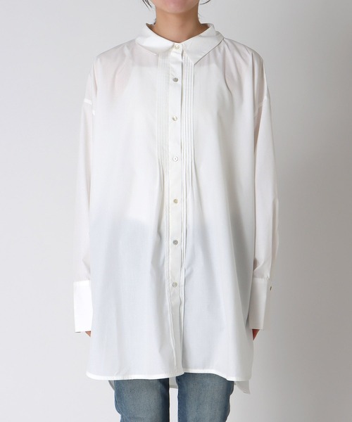 Three Four Time(スリーフォータイム)の「ピンタックビッグシャツ(シャツ/ブラウス・レディース・ホワイト/ネイビー・FREE)」の19枚目の写真