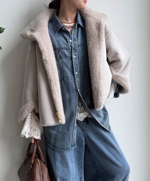 セール】フェイクファーリバーシブルコート（その他アウター）｜DouDou