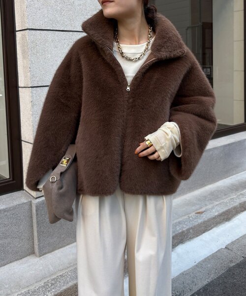 DouDouフェイクファーリバーシブルコート DOUDOU｜【完売カラー再追加!】フェイクファーリバーシブルコート