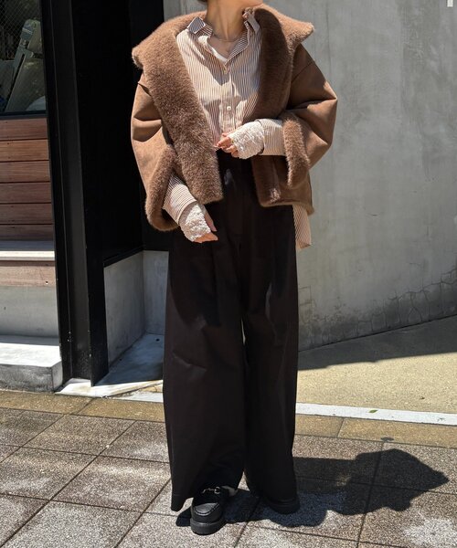 DouDou(ドゥドゥ)の「フェイクファーリバーシブルコート(その他アウター・レディース・ブラウン/グレイッシュベージュ・FREE)」の20枚目の写真