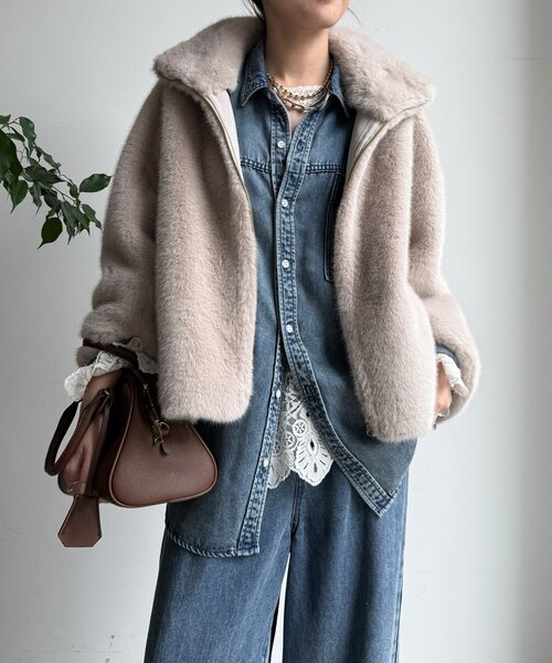 フェイクファーリバーシブルコート（その他アウター）｜DouDou