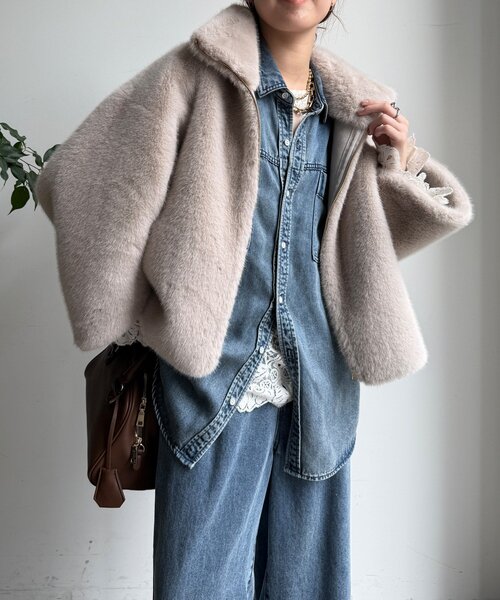 DouDouフェイクファーリバーシブルコート フェイクファーリバーシブルコート（その他アウター）｜DouDou