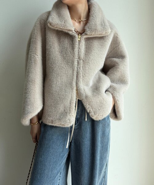 doudou フェイクファーコート　ショート丈 セール】フェイクファーリバーシブルコート（その他アウター）｜DouDou