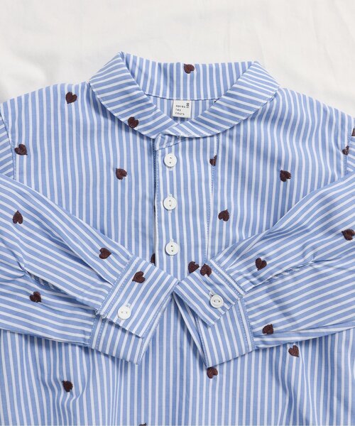 セール】【リンク】ハート刺繍ストライプシャツ（シャツ/ブラウス