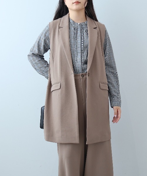 【L～5L 大きいサイズ】【セットアップ】ジョーゼットテーラードジレ