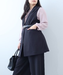 【L~5L 大きいサイズ】【セットアップ】ジョーゼットテーラードジレ