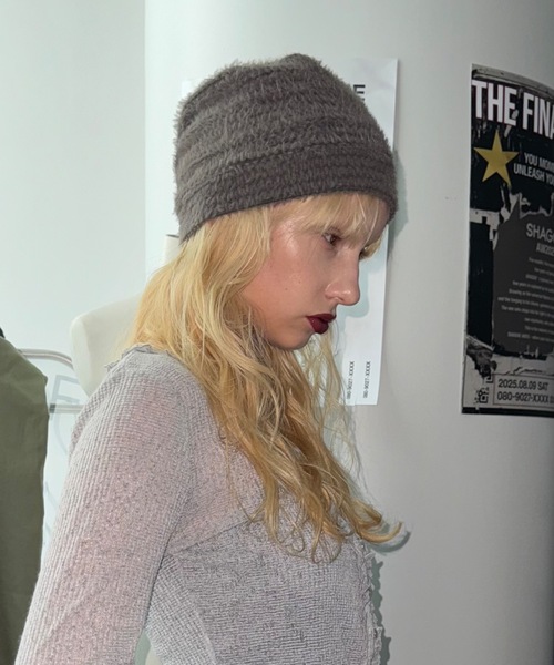 SHAGGIE（シャギー）の「バラ付きニット帽（ニットキャップ/ビーニー・レディース・ブラック/グレー・FREE）」の17枚目の写真