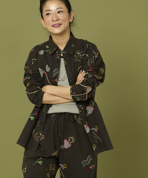 セール】Freada/フリーダ モチーフ刺繍 柄シャツ（シャツ/ブラウス