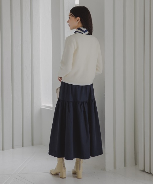 Petitjo（プッチージョ）の「小さいサイズ　綿100％クルーニットカーディガン　低身長さん・小柄女性（カーディガン/ボレロ・レディース・ホワイト×ネイビー/グレー・PL/PSS/PM/PS）」の10枚目の写真