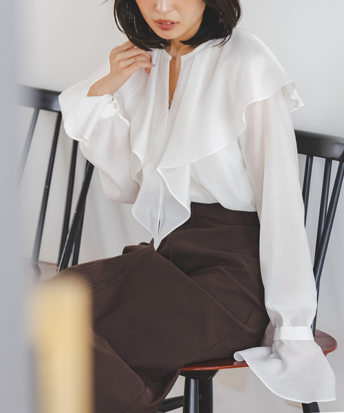 ★新品★ NOBLE ノーブル ベージュ ブライトシアーヨークボウタイブラウス ブライトシアーヨークボウタイブラウス | ノーブル(Noble) | マルイ