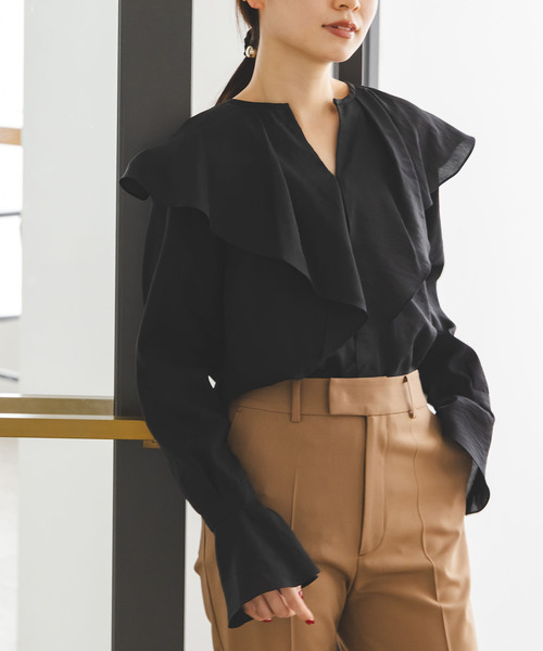 追加》ブライトシアーフリルブラウス（シャツ/ブラウス）｜NOBLE