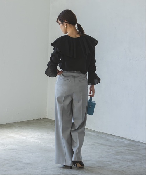 Noble(ノーブル)の「《追加》ブライトシアーフリルブラウス(シャツ/ブラウス・レディース・ホワイト/ブラック/ライトグリーン・FREE)」の7枚目の写真