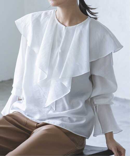 Noble(ノーブル)の「《追加》ブライトシアーフリルブラウス(シャツ/ブラウス・レディース・ホワイト/ブラック/ライトグリーン・FREE)」の18枚目の写真